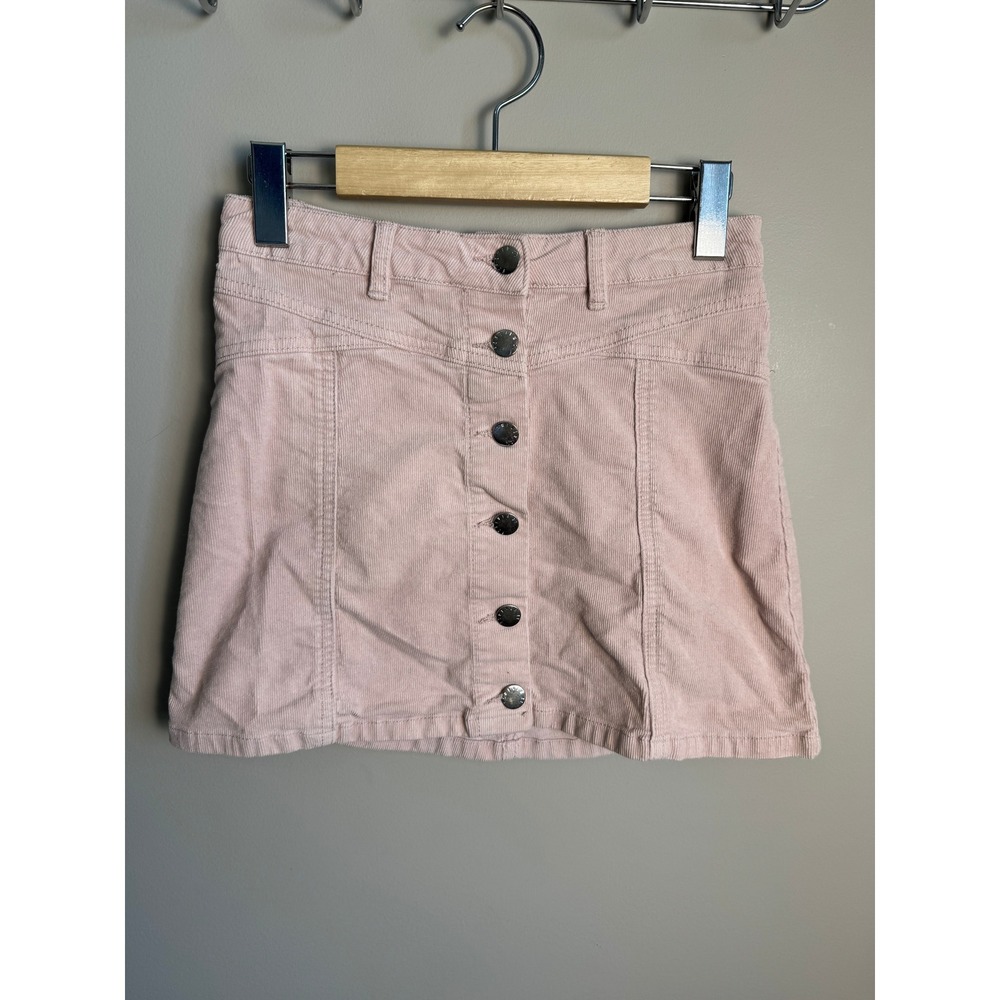 Forever 21 Corduroy Button Front Mini Skirt 24 Pink Coquette Soft Girl Boho Y2K